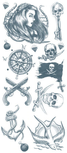 Pirate Buccaneer Temporary Tattoos