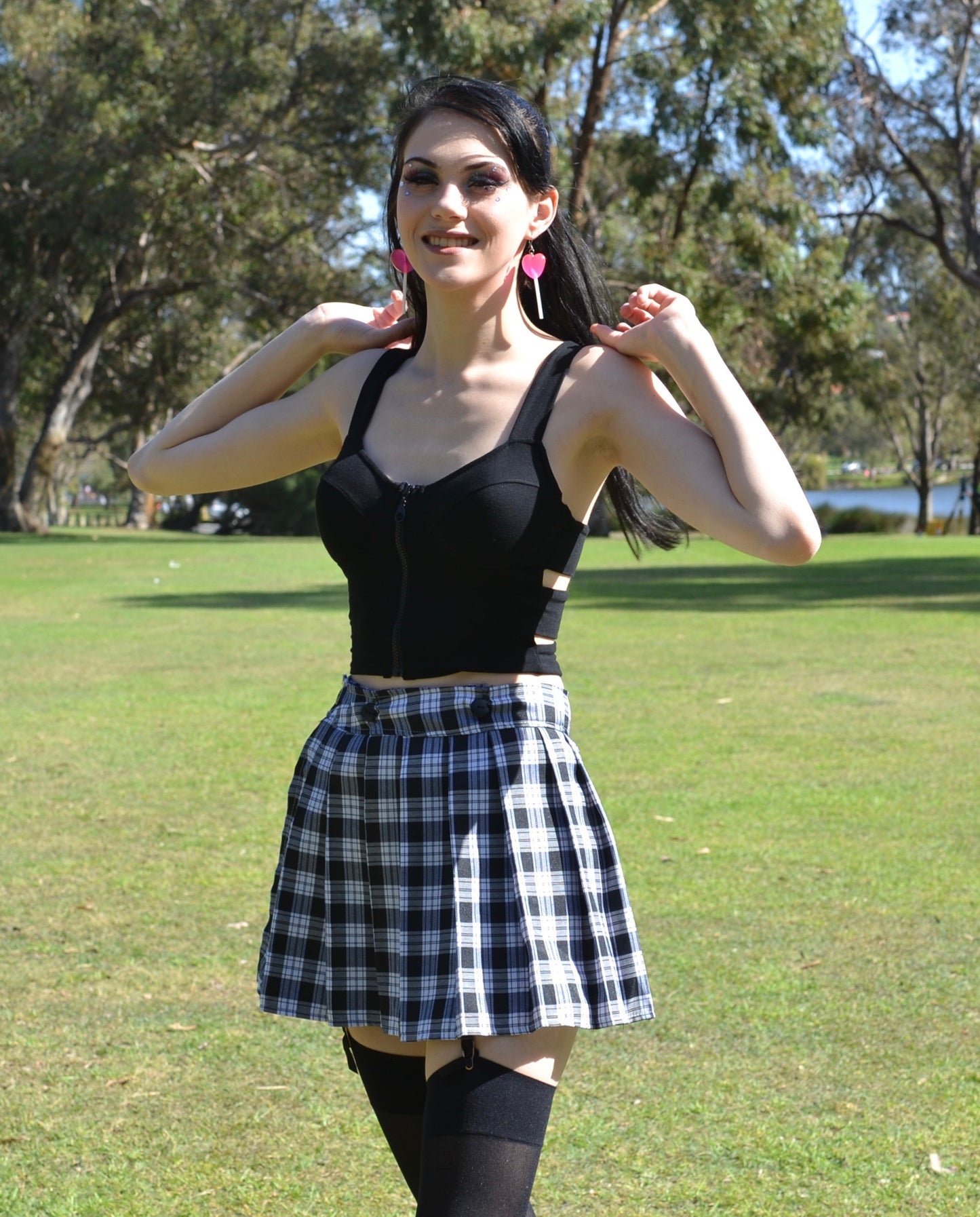 Adjustable Black and White Plaid Skirt Perth | Hurly Burly – Hurly-Burly