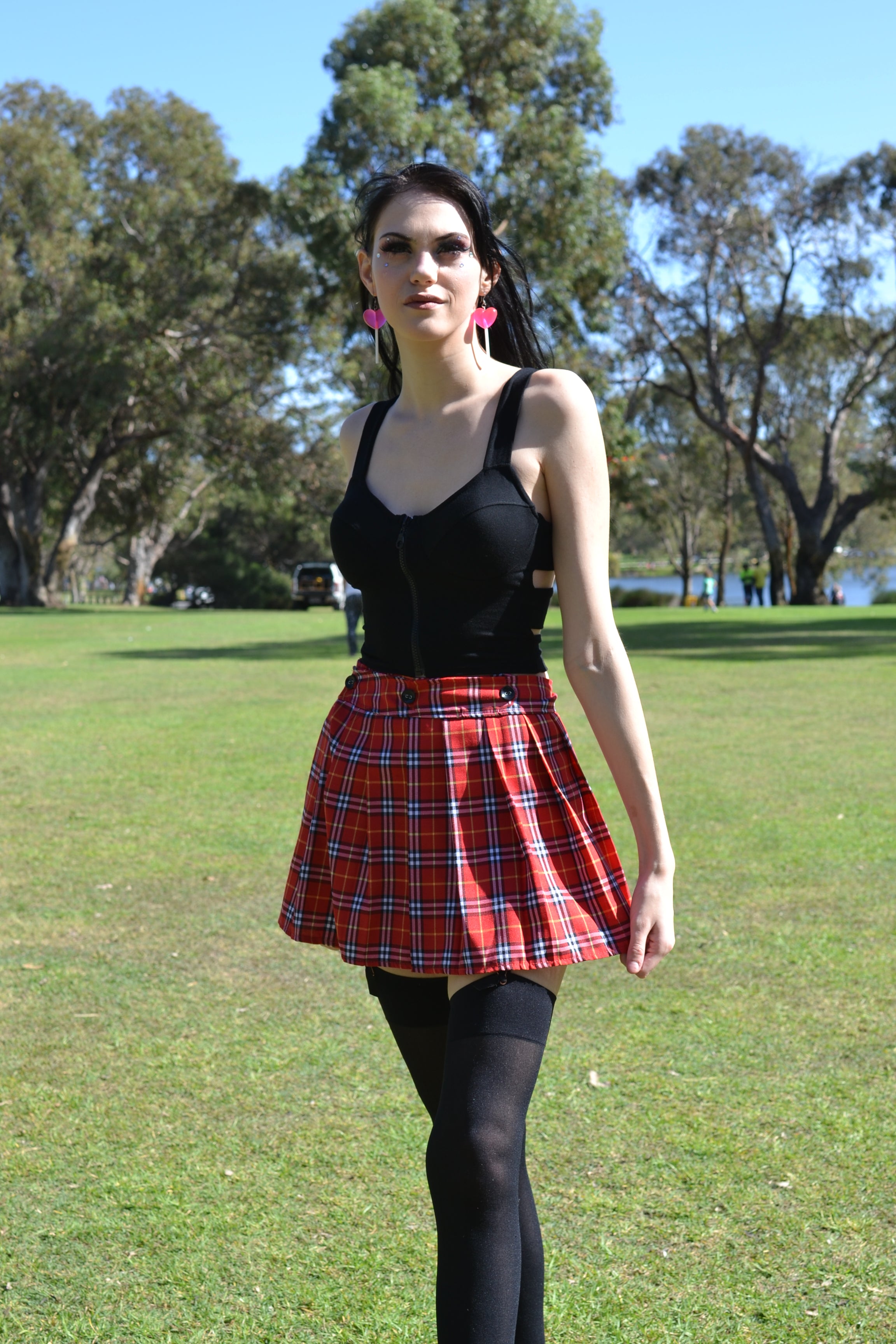 Buy Red Colour Checked Skirts Online