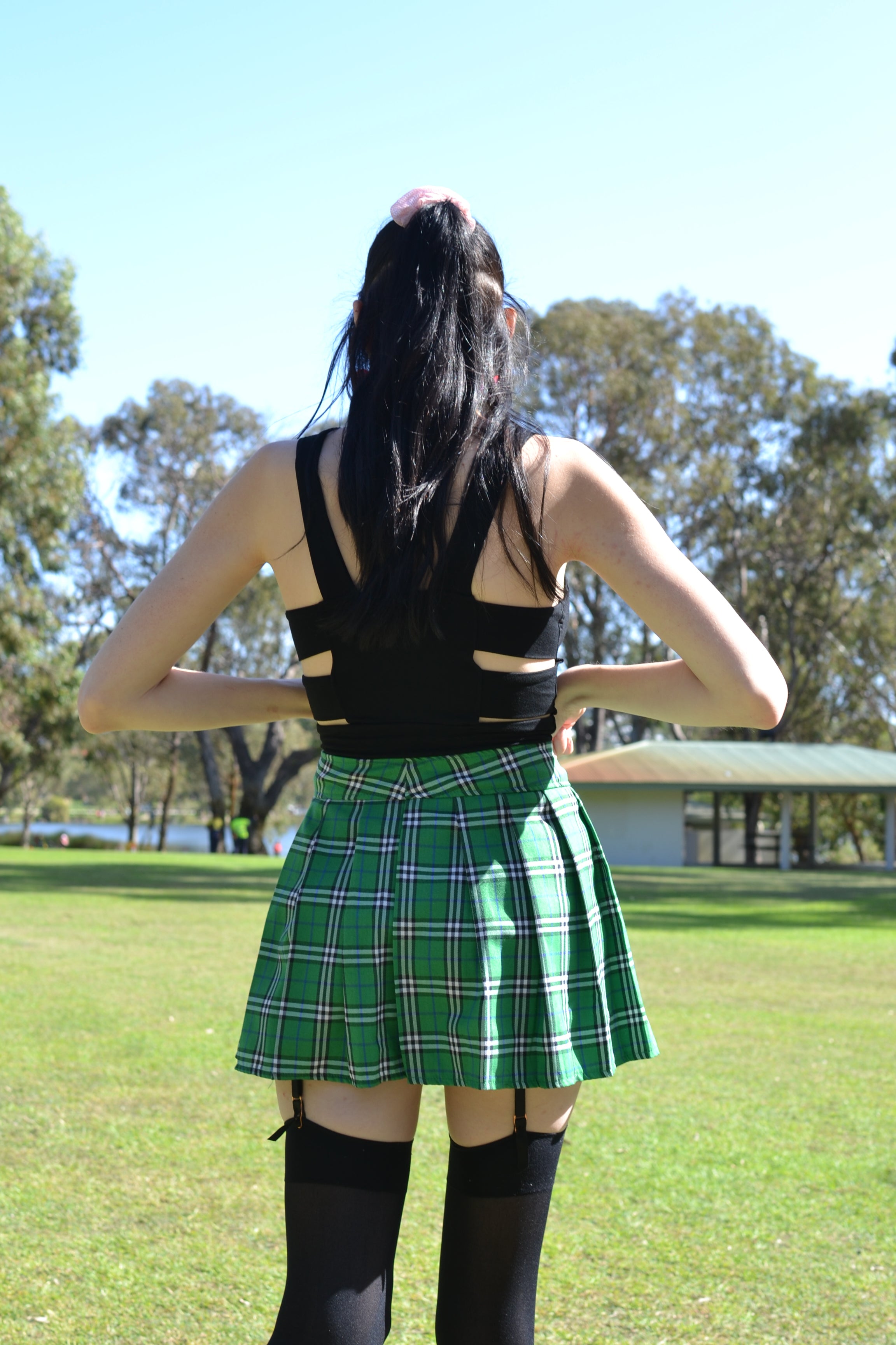 Adjustable Green Plaid Skirt Perth Hurly Burly Hurly Burly