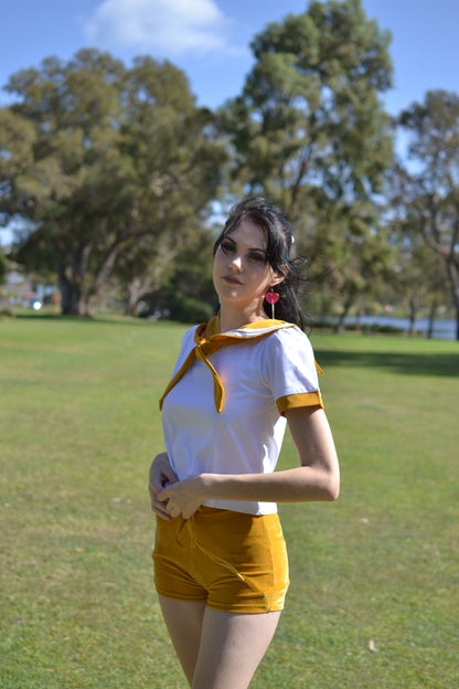 Yellow and White Anime Sailor Top