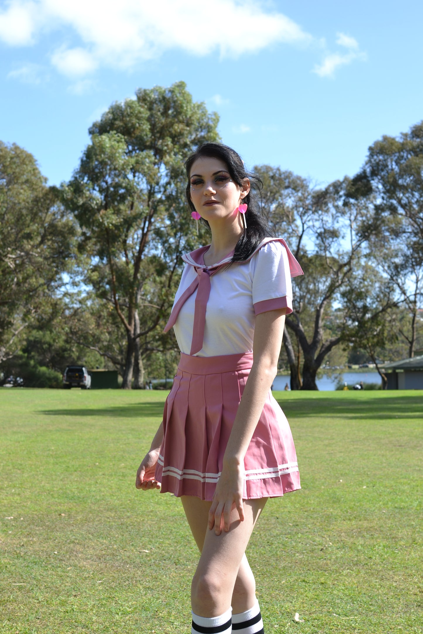 Pink and White Anime Sailor Top