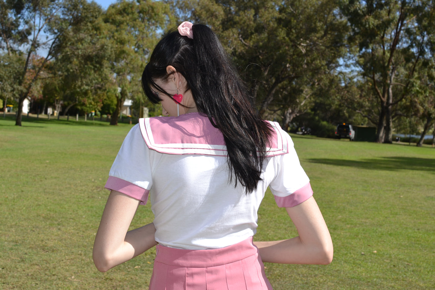 Pink and White Anime Sailor Top