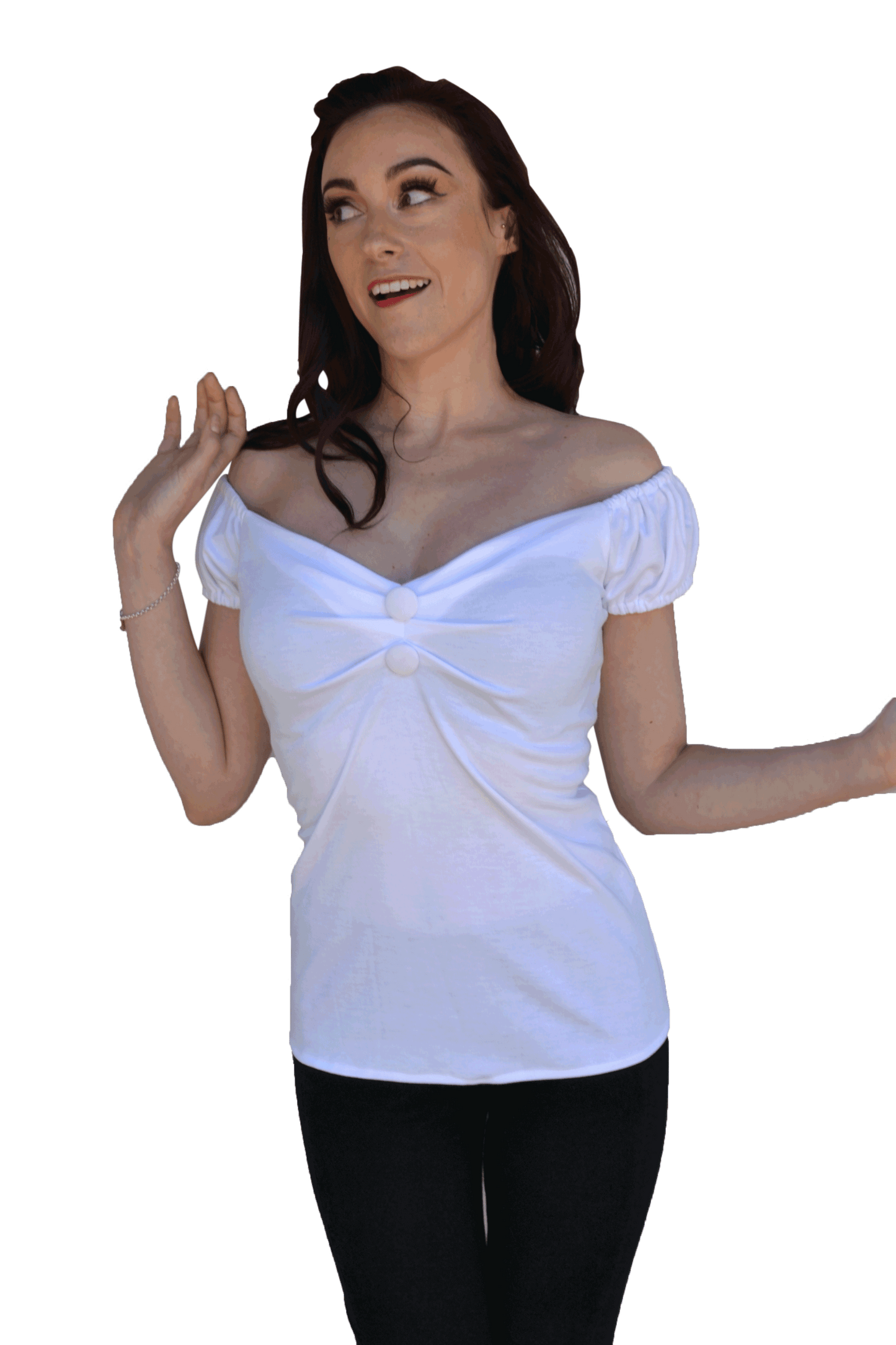 White Pin-Up Button Top