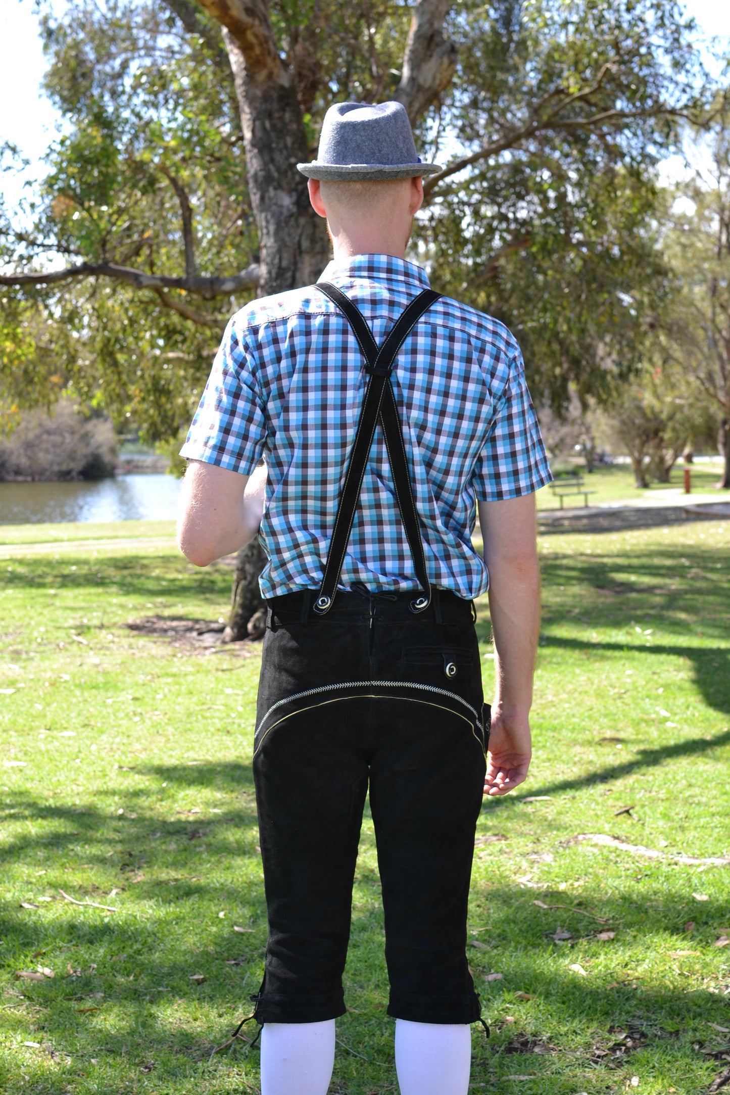 Black Authentic Leather Long Lederhosen