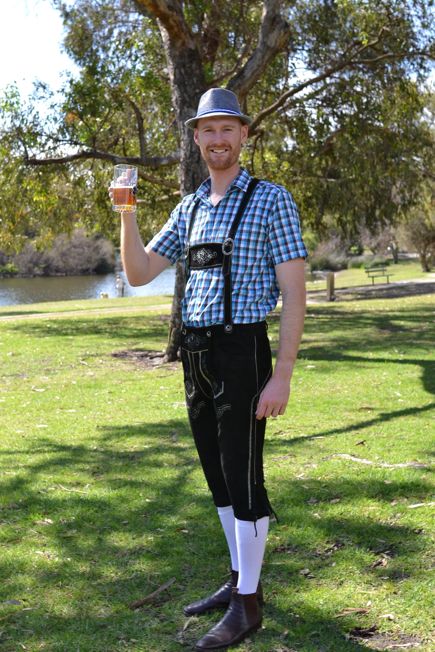 Black Authentic Leather Long Lederhosen