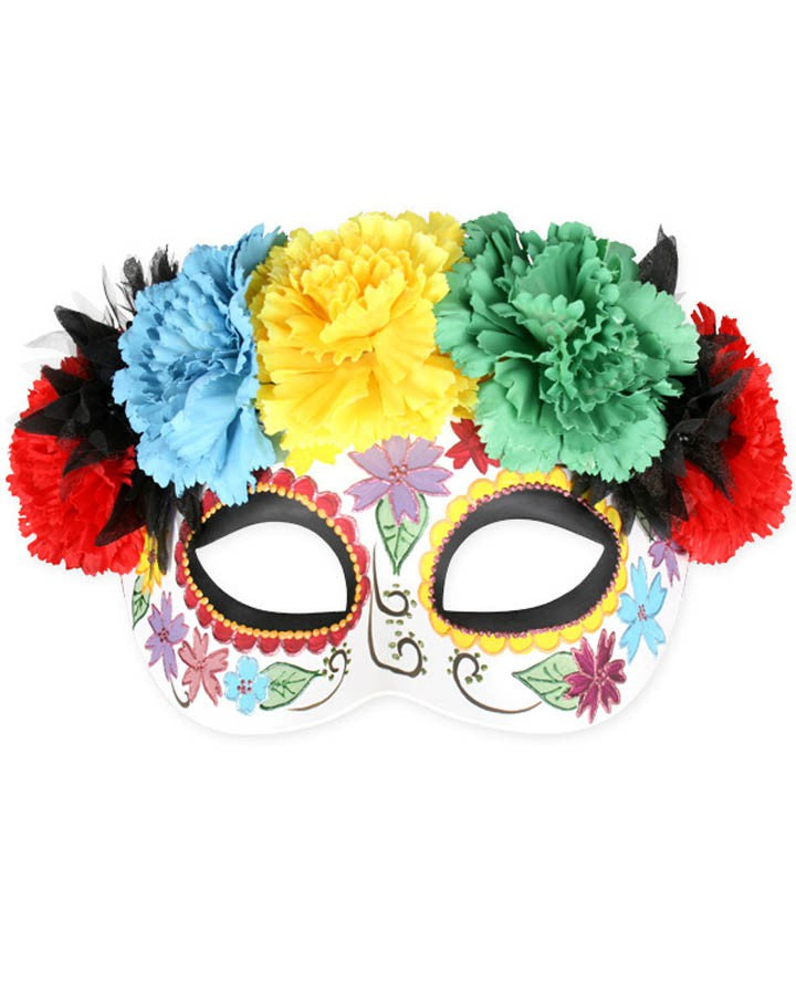 Day of the Dead Floral Half Mask