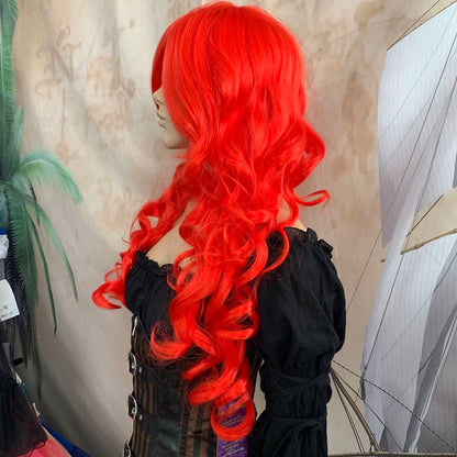 Deluxe Long Bright Red Curly Wig