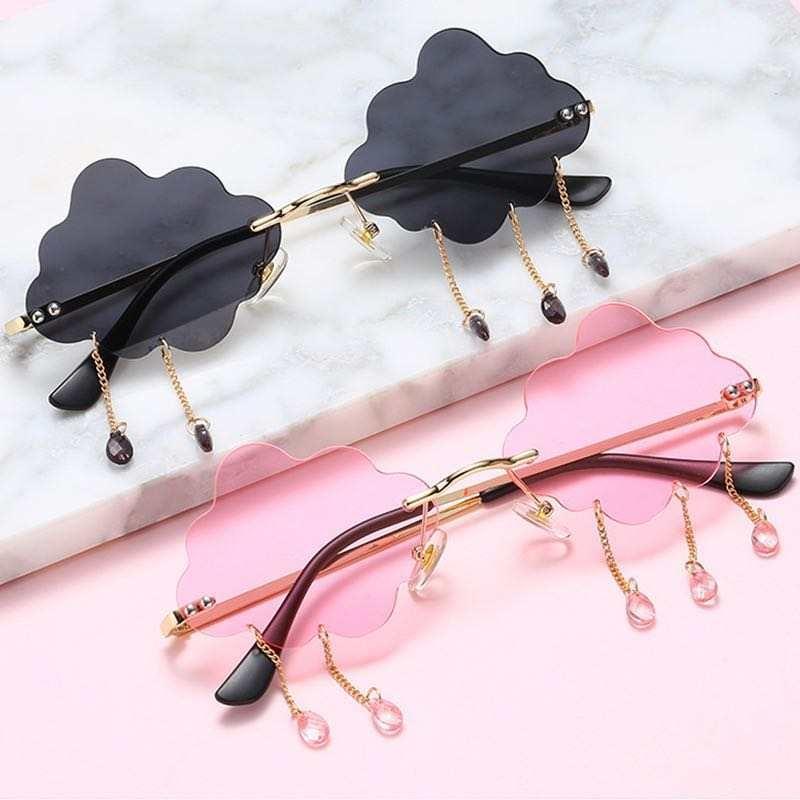 Pink Rimless Cloud Drop Glasses