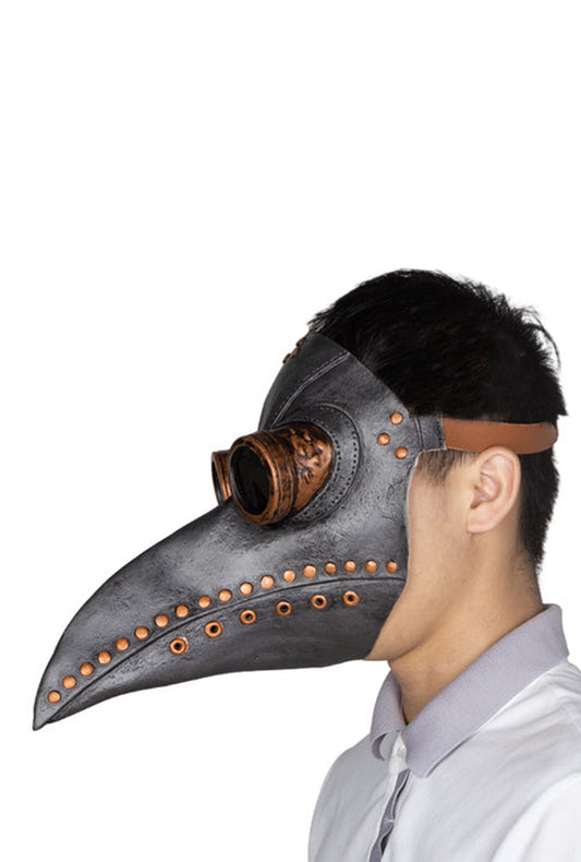Latex Plague Doctor Mask with brass finish
