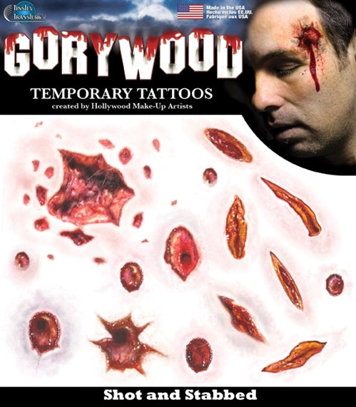 Shot and Stabbed Temporary Tattoos