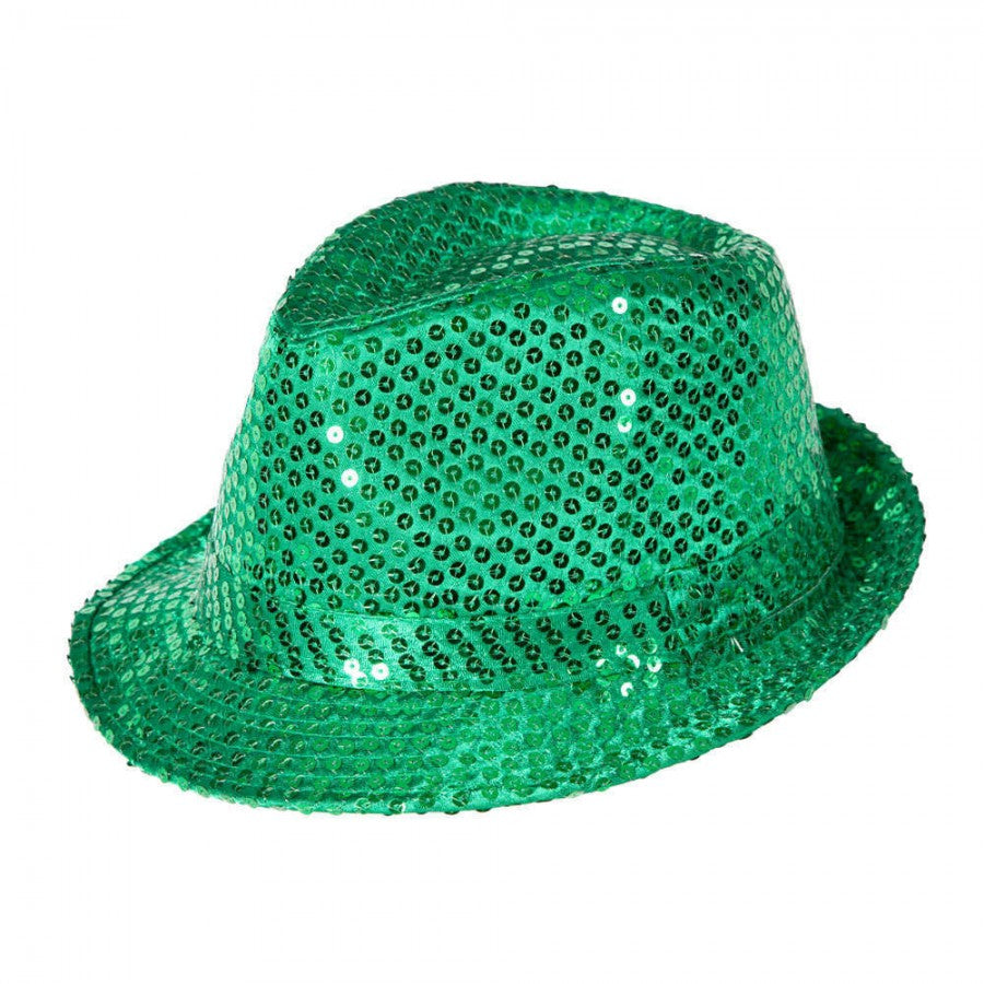 Green Sequined Fedora Hat