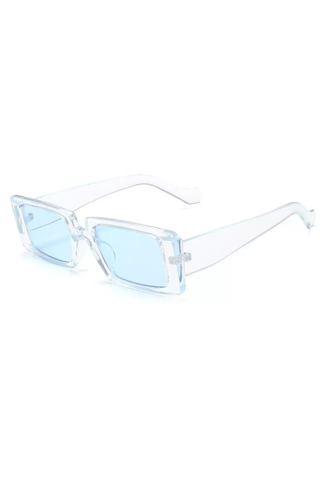 Fashion Clear Blue Rectangle Glasses