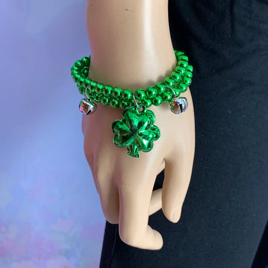 Green Beaded Shamrock Bracelets