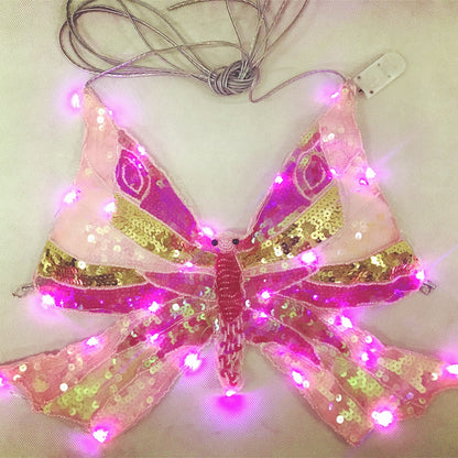 LED Sequin Pink Butterfly Halter Top