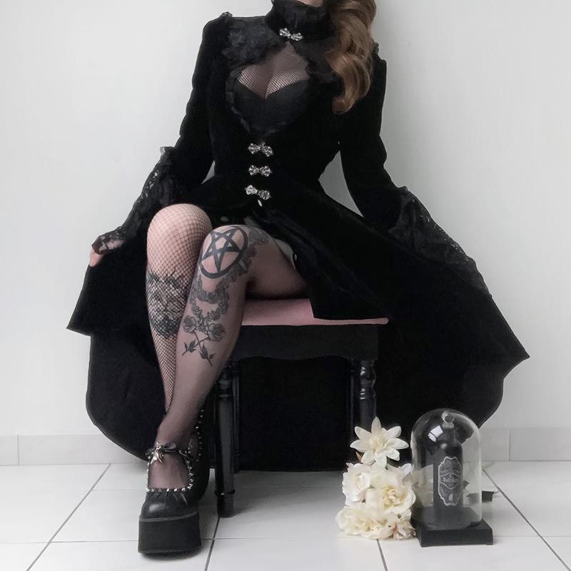 Black Gothic Lacey Dress Coat