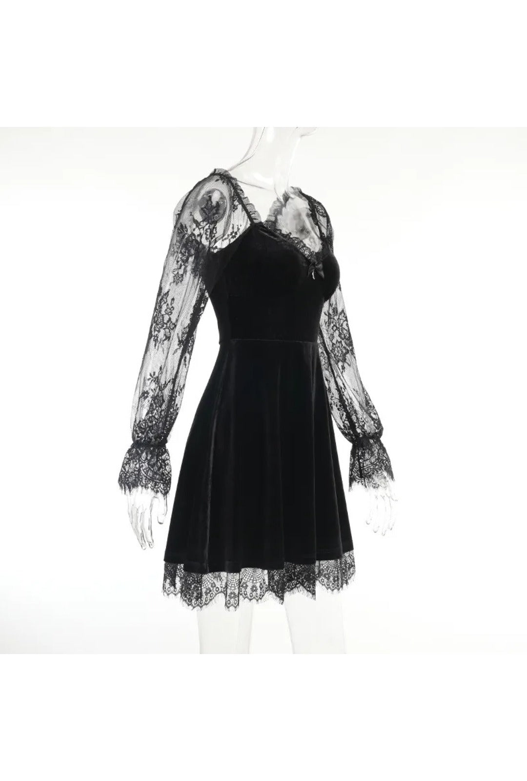 Black Long Sleeve Lace Gothic Dress