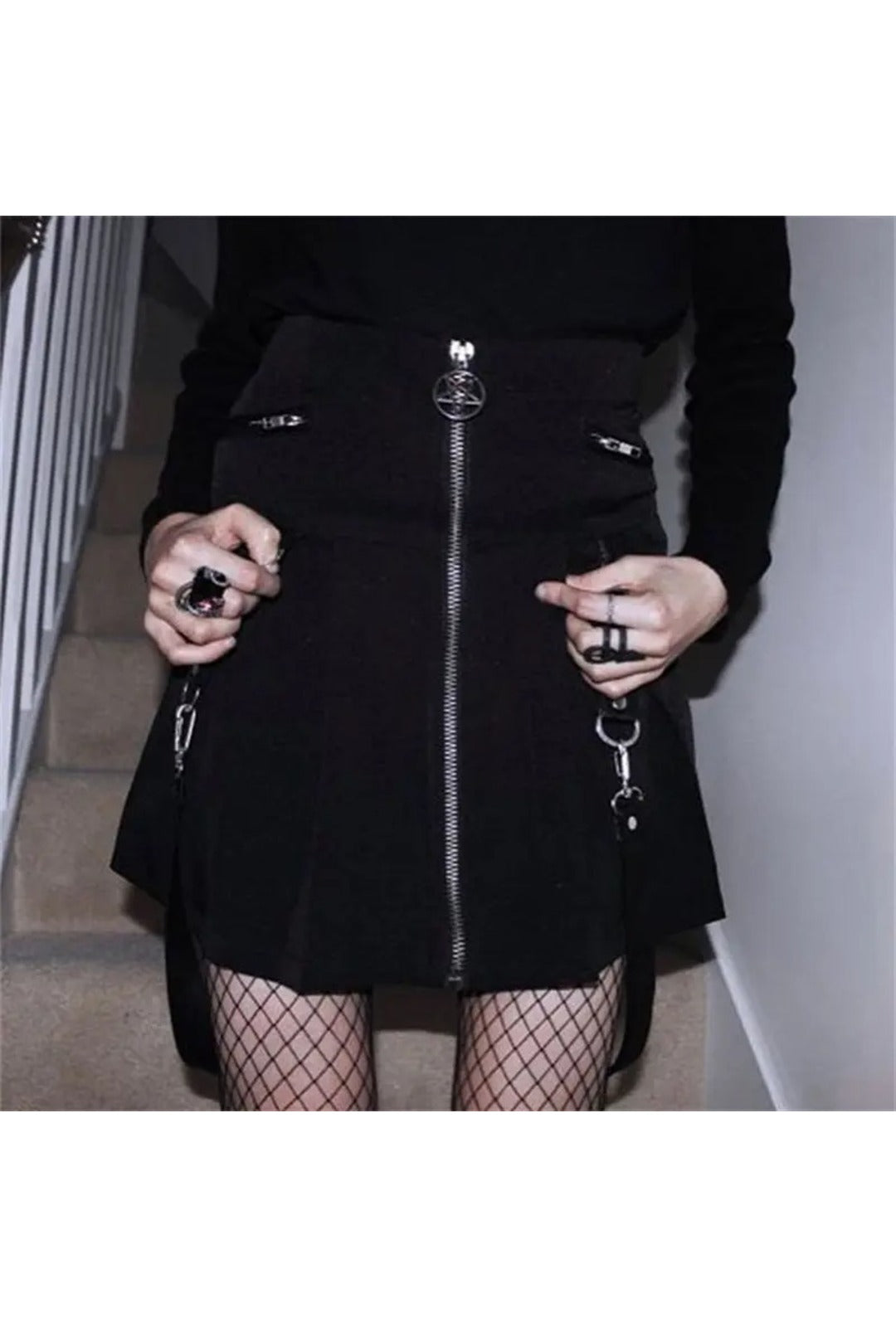 Black Suspender Skater Skirt