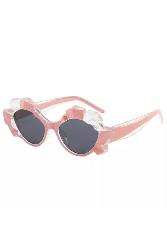 Fashion Light Pink Crystal Frame Glasses