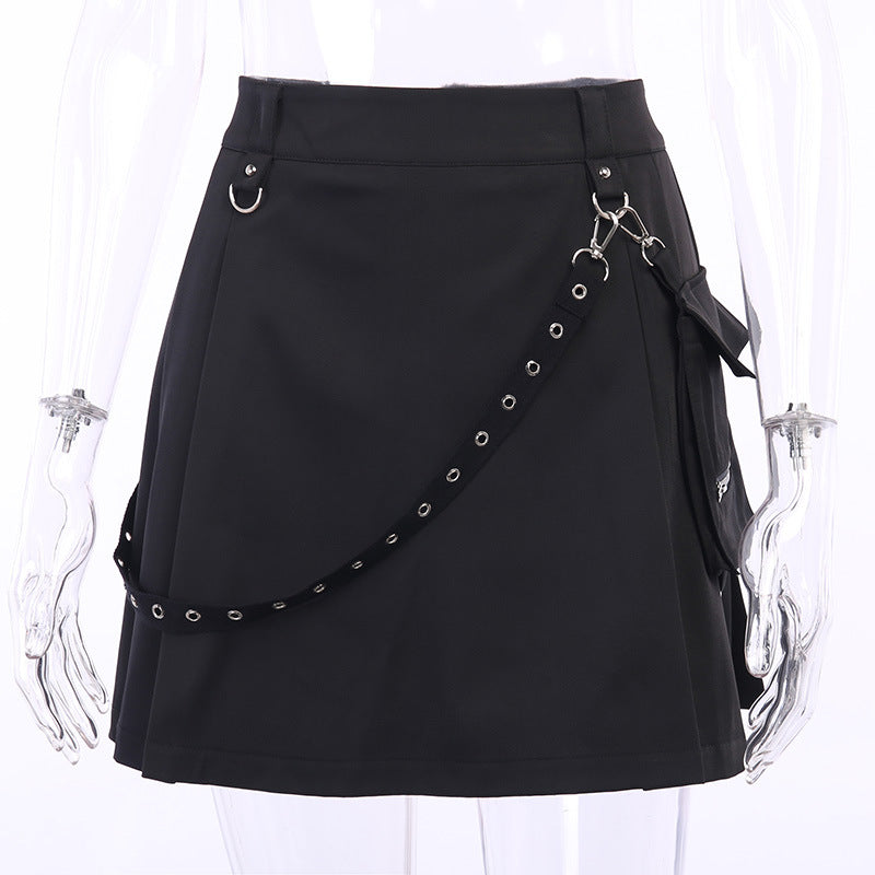 Black Punk Eyelet Skirt
