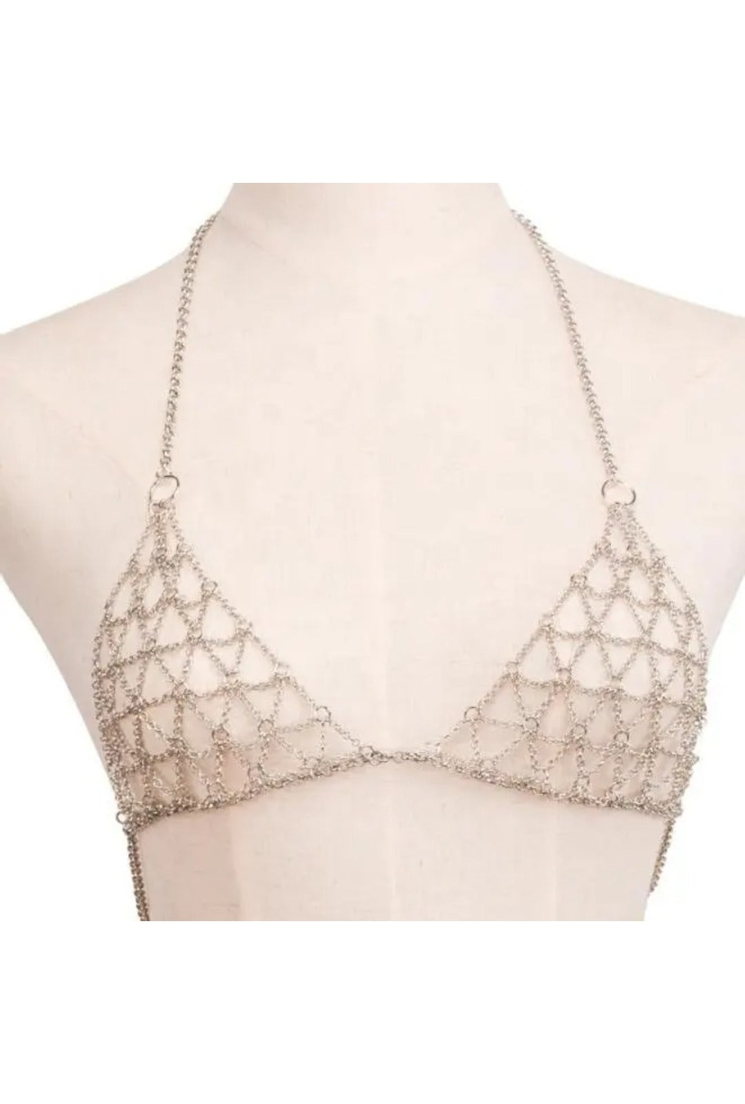 Silver Ring Chain Triangle Bra