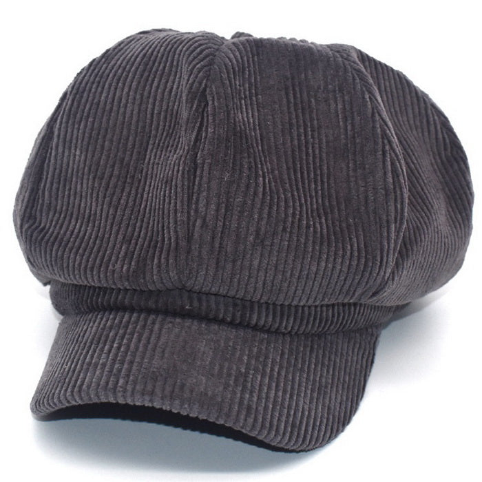 Grey Corduroy News Boy Cap