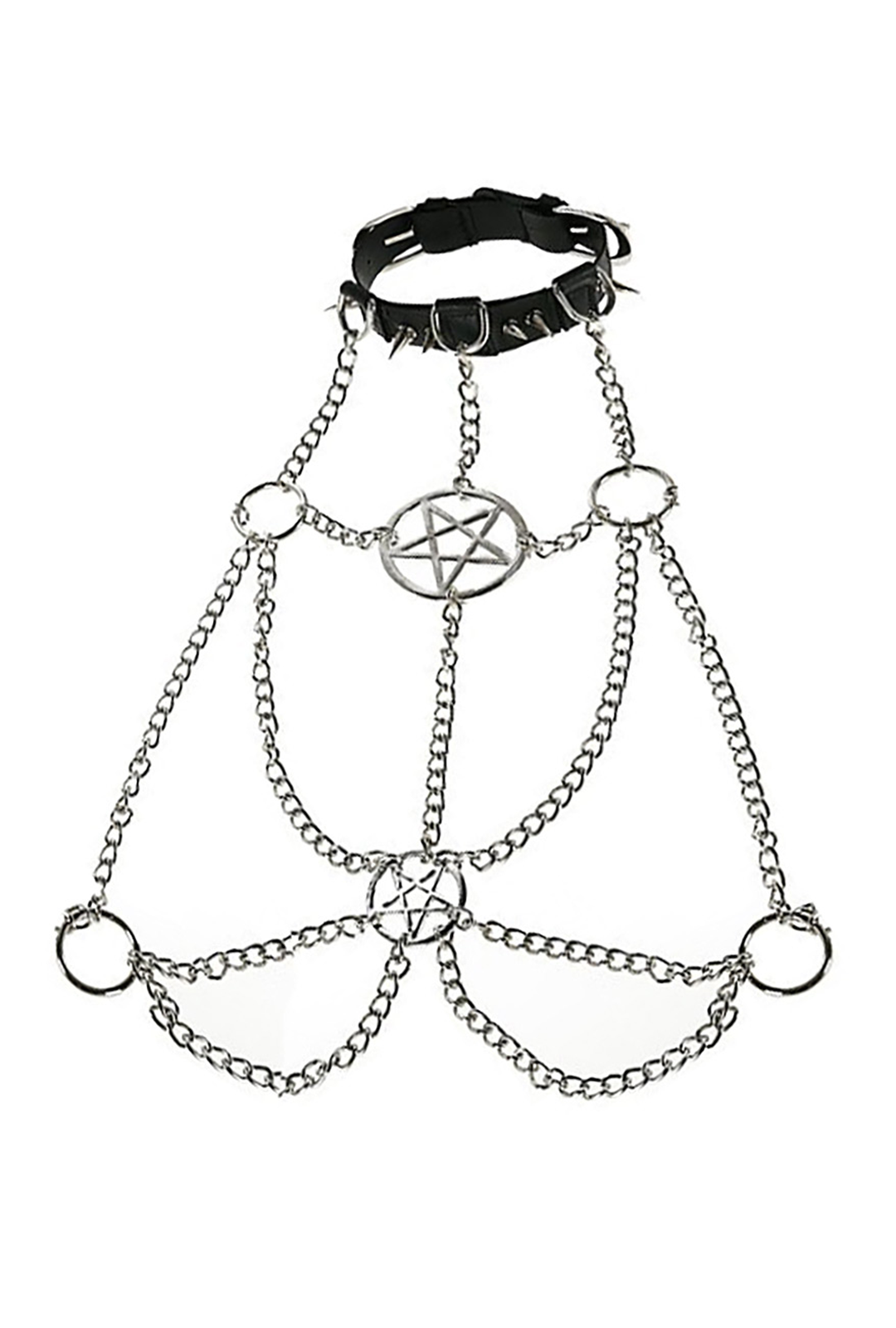 Pentagram Silver Chain Body Harness