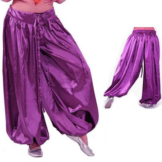Purple Satin Harem Pants