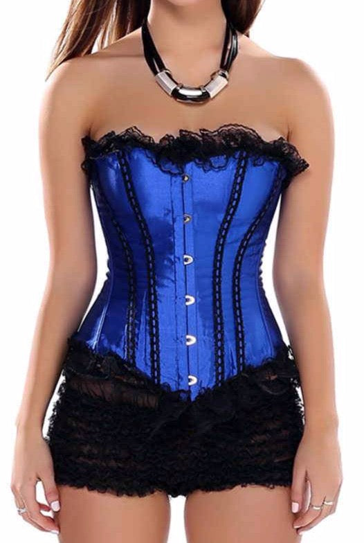 Blue Lace Frill Burlesque Corset