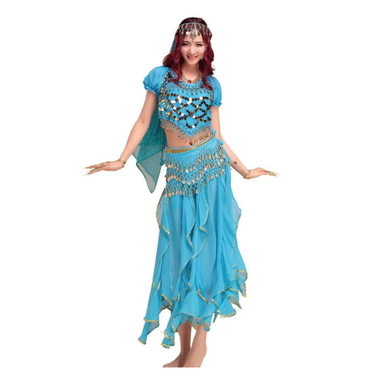 Aqua Blue Belly Dancing Costume with Skirt