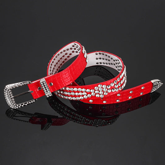 Red Rhinestone Studded Belt