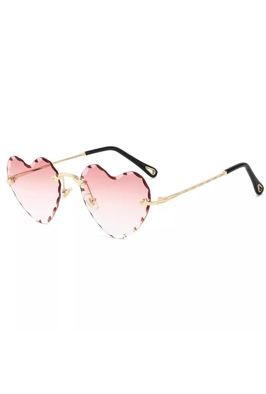 Gradient Light Pink to Clear Heart Glasses