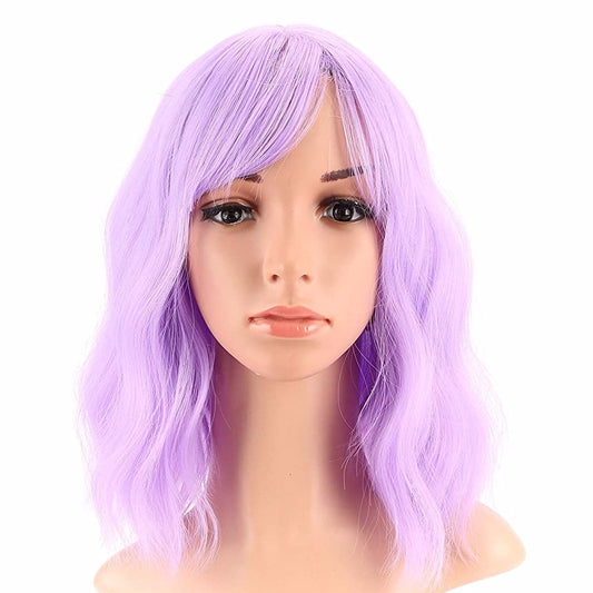 Deluxe Shoulder Length Loose Wave Pastel Purple Wig