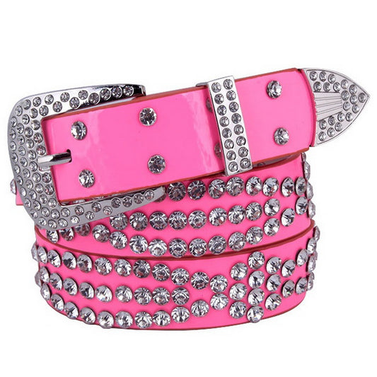 Hot Pink Rhinestone Studded Belt