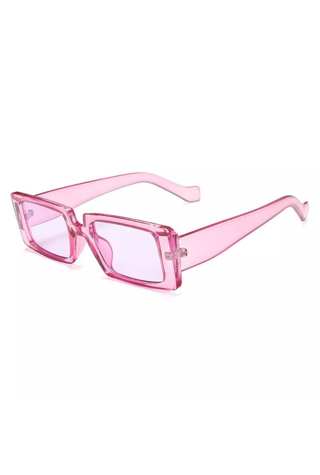 Fashion Transparent Pink Rectangle Glasses