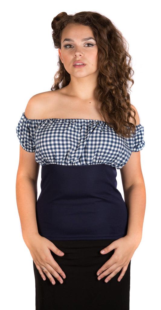 Gingham Puffy Sleeved Top