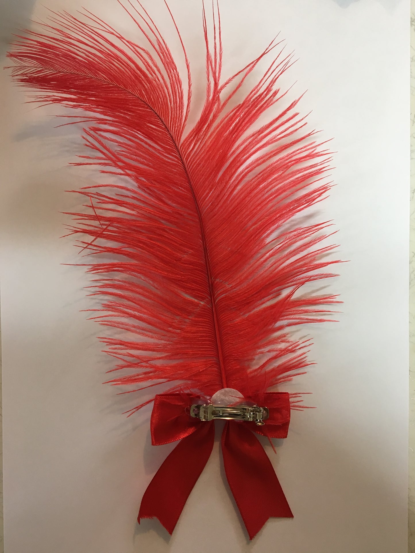 Red Feathered Hair Clip