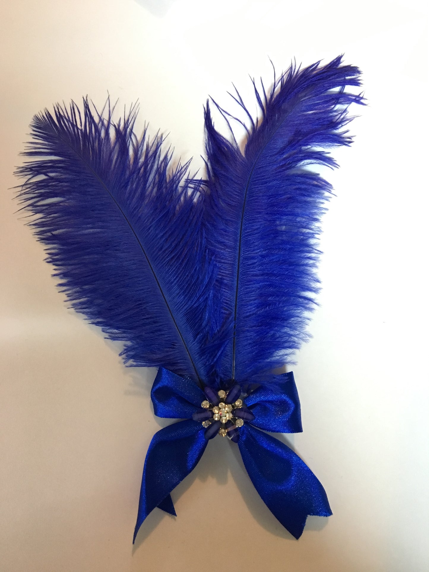 Royal Blue Gatsby Feather Bow Hair Clip