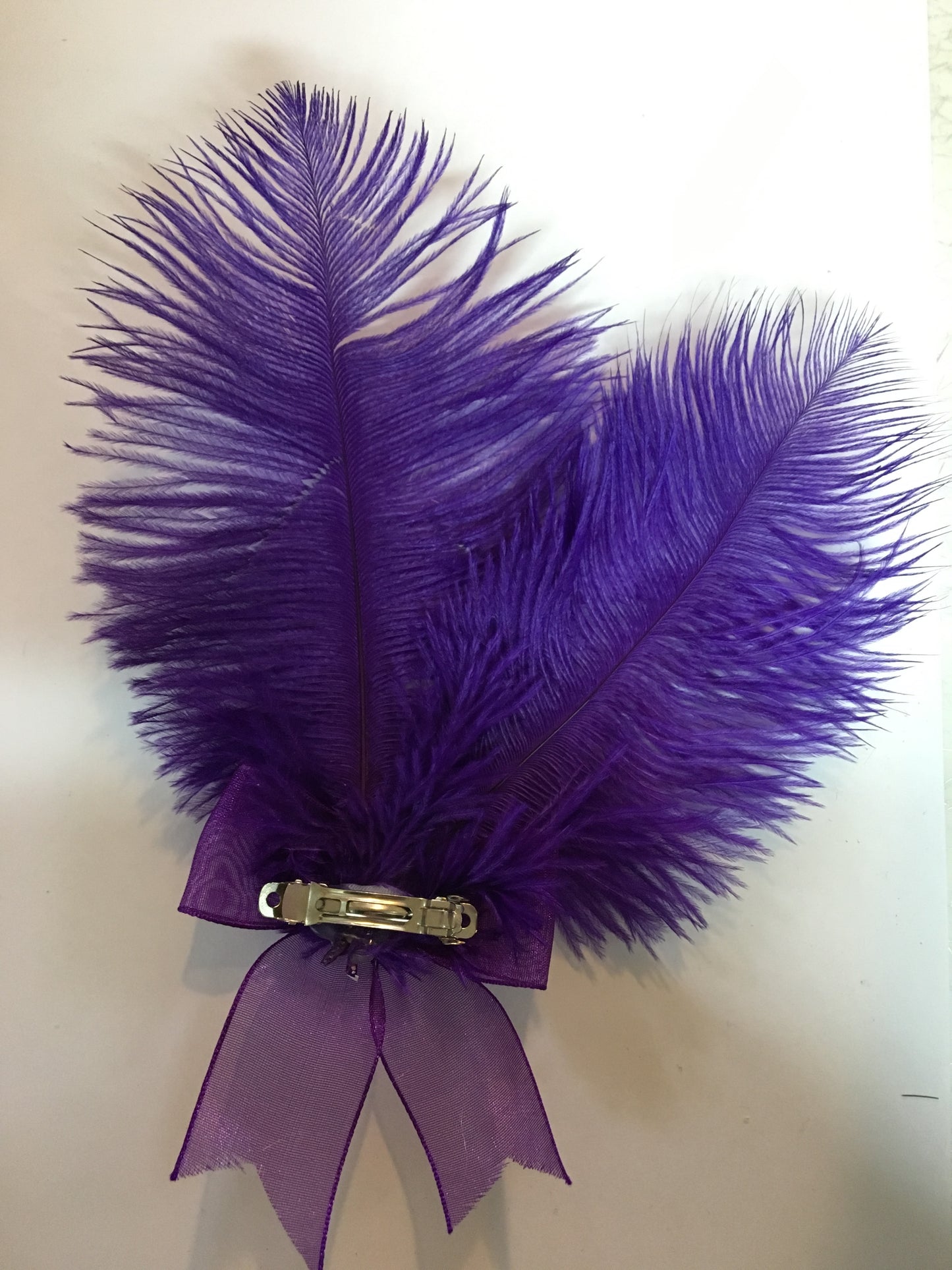 Purple Gatsby Feather Bow Hair Clip