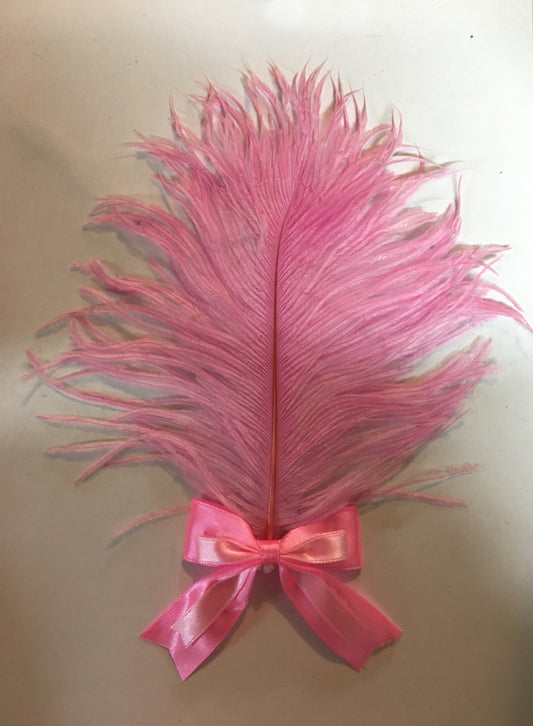 Pink Gatsby Feather Bow Hair Clip