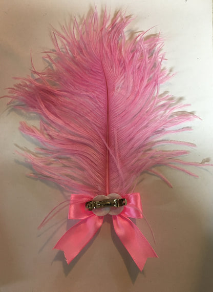 Pink Gatsby Feather Bow Hair Clip