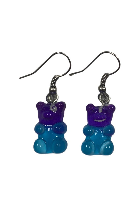 Ombre Blue to Purple Gummy Bear Earrings