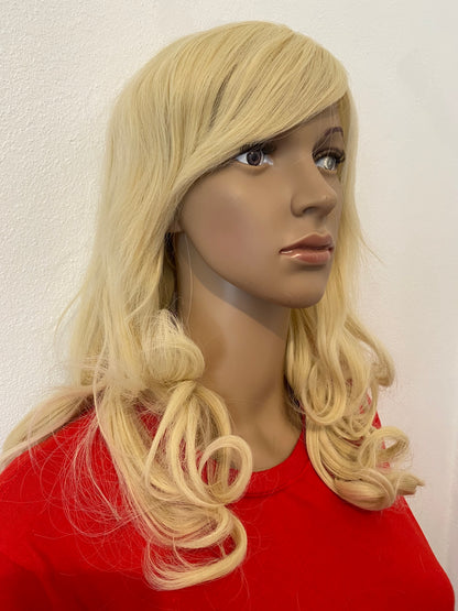 Deluxe Shoulder Length Light Blonde Curly Wig