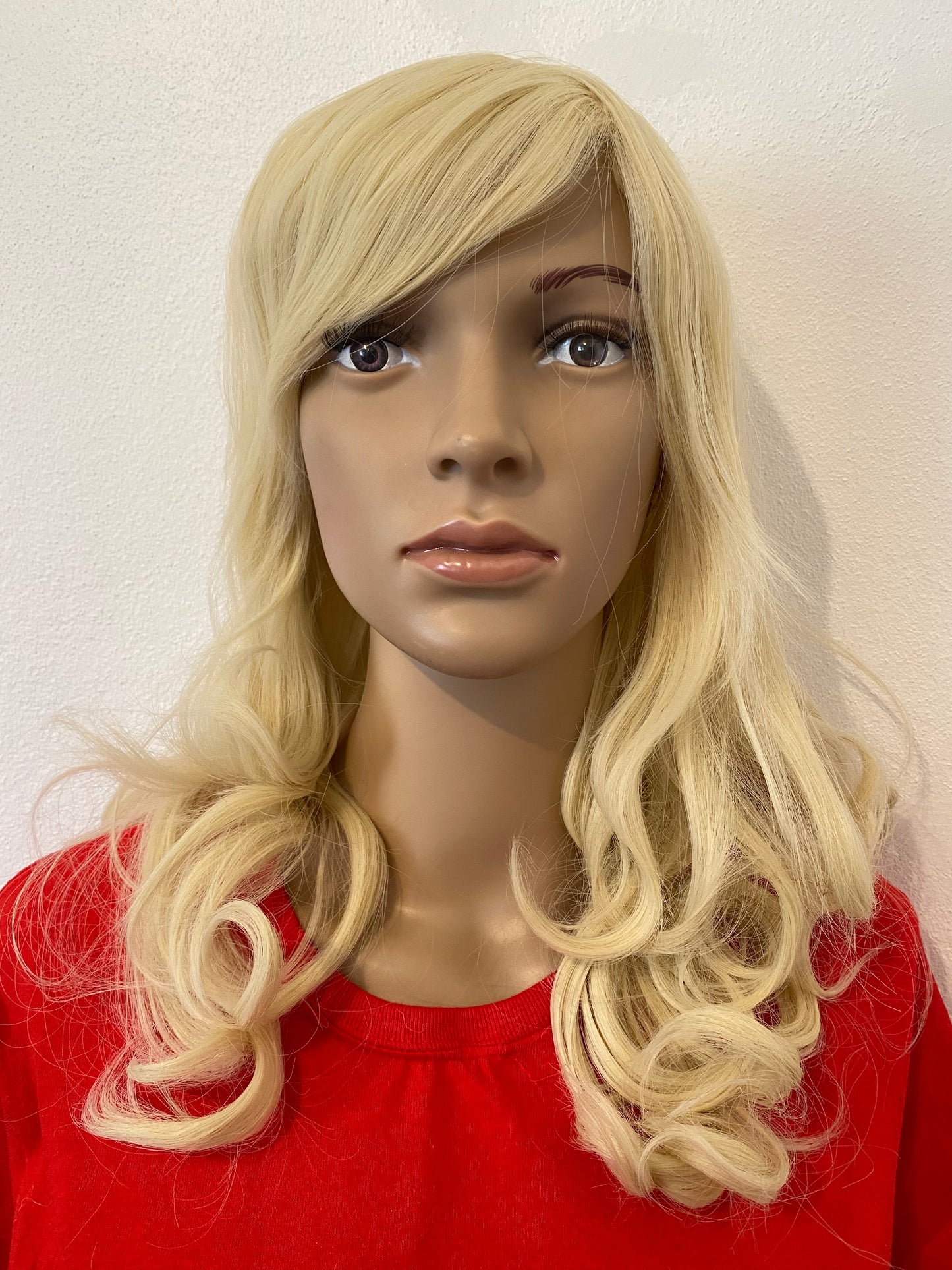 Deluxe Shoulder Length Light Blonde Curly Wig