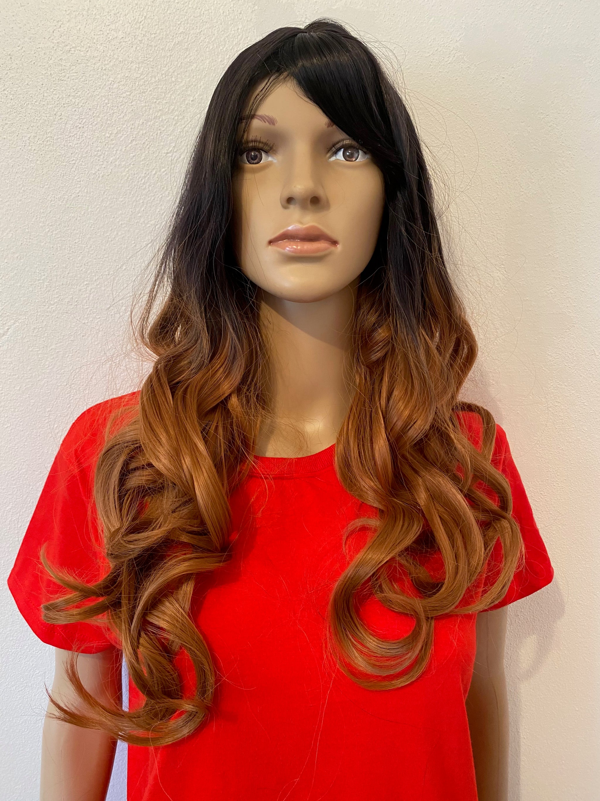 Long Curly Dark Golden Brown Ombre Wig Perth Hurly Burly Hurly Burly 5246