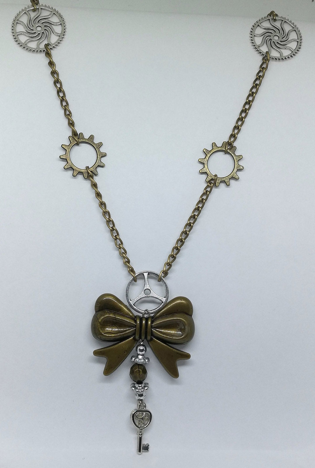 Bow & Cogs Steampunk Necklace (H)