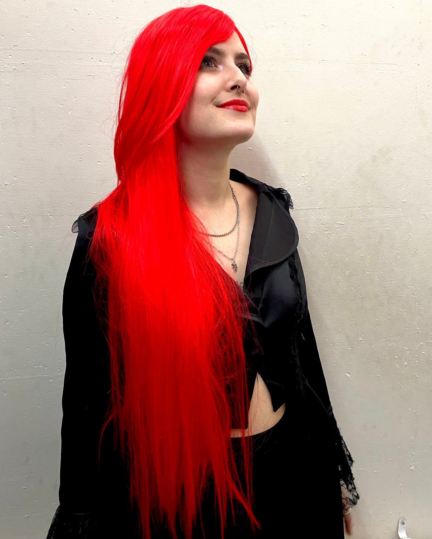Deluxe Extra-Long Straight Bright Red Wig
