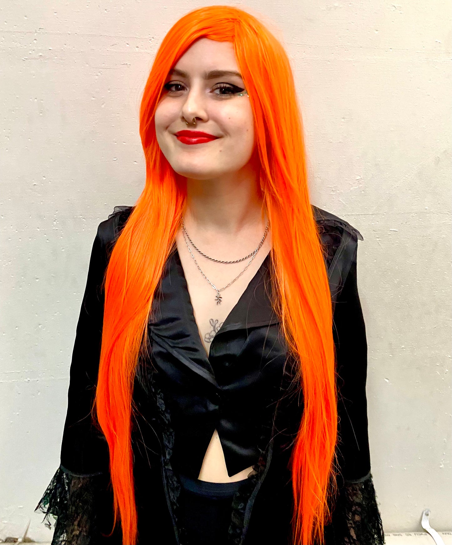 Deluxe Extra-Long Straight Orange Wig