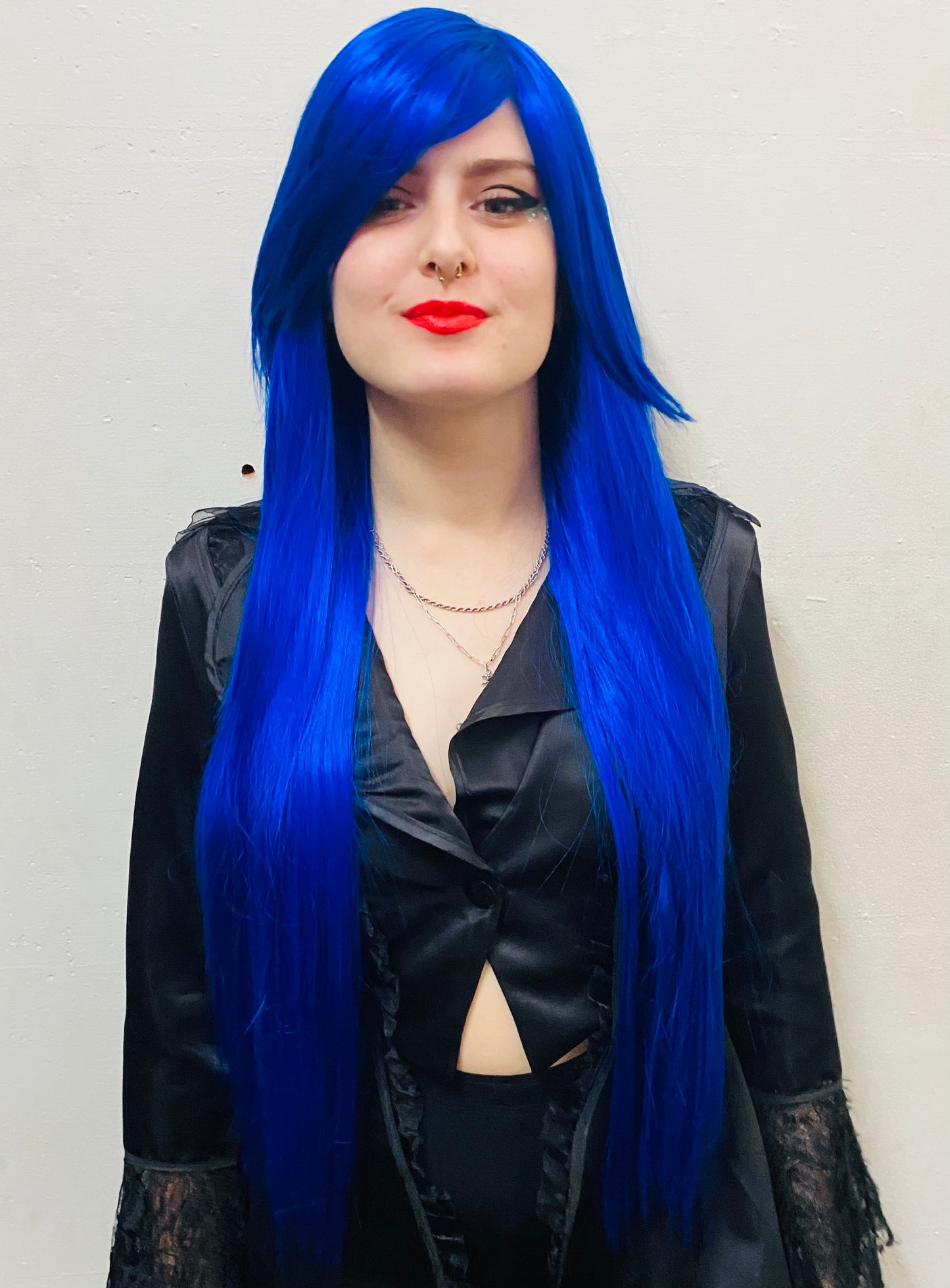 Deluxe Extra-Long Straight Royal Blue Wig