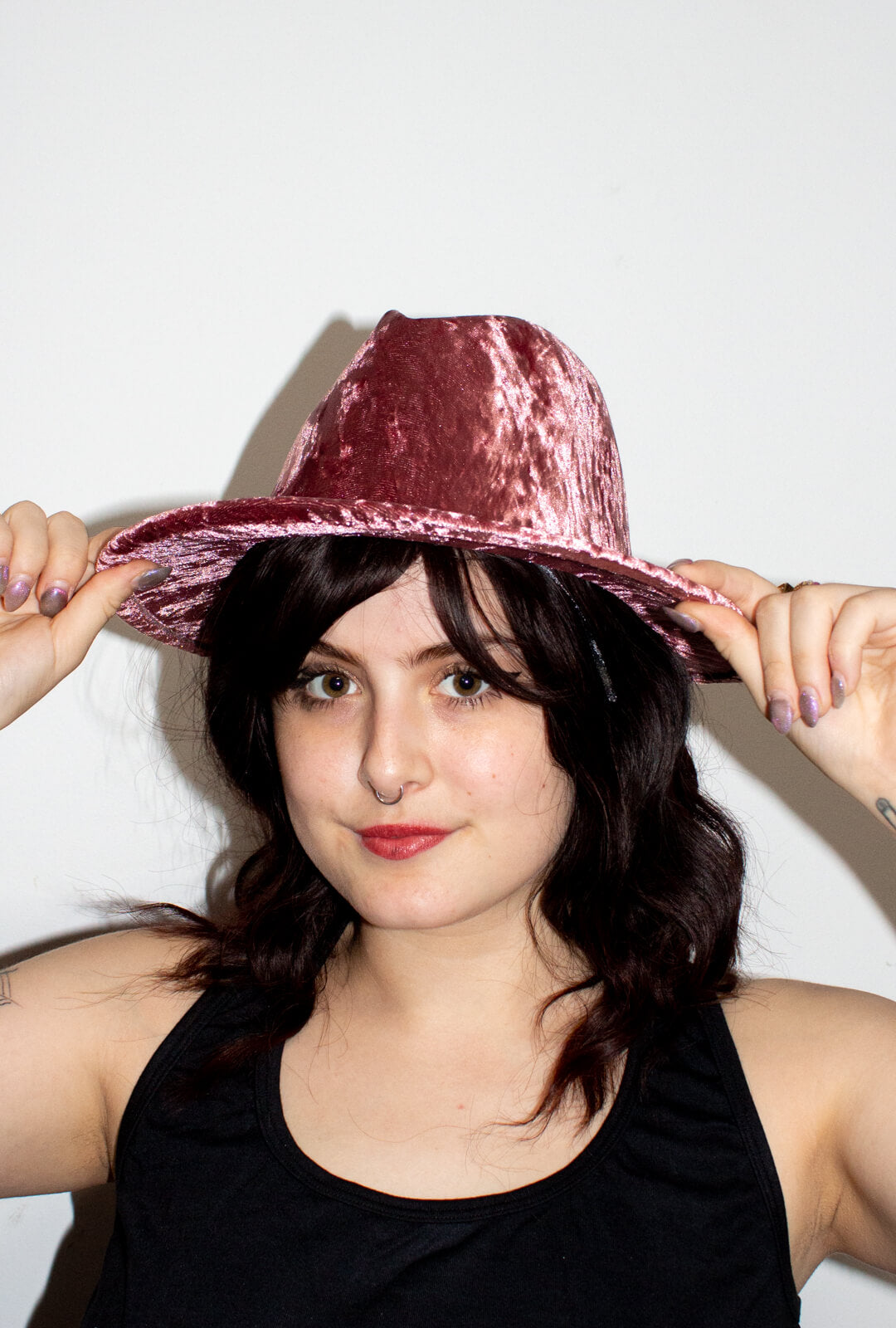 Pink Velvet Fedora Hat